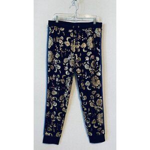 Juicy Couture Black Label Pants Womens Medium Floral Sequin Lace Joggers